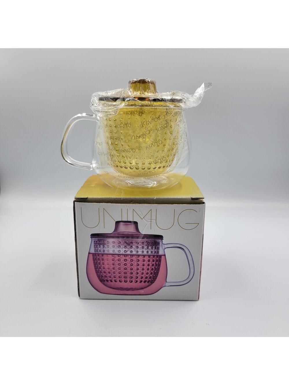 New KINTO UNIMUG Mug Cup Plastic Strainer and Lid 350ml Yellow TEA INFUSER